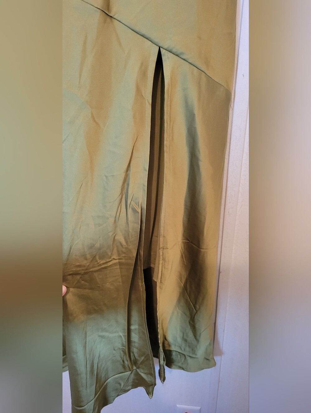 Blu Pepper NWT Sage Green Satin High Slit Maxi Skirt Size Small Elegant Slip Ski - Picture 4 of 8